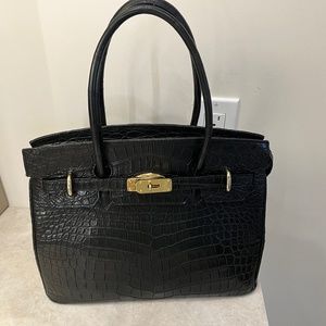 Exotic black crocodile handbag